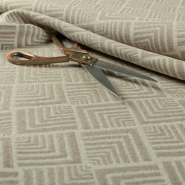 Bahija Geometric Uniformed Pattern Brown Colour Upholstery Fabric CTR-2472