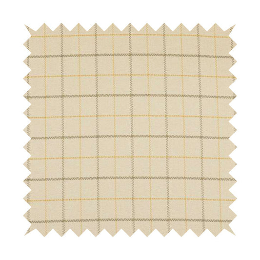 Bainbridge Woven Tartan Pattern In White Yellow Colour Interior Fabric CTR-09