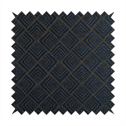 Bahija Geometric Uniformed Pattern Blue Brown Colour Upholstery Fabric CTR-2477