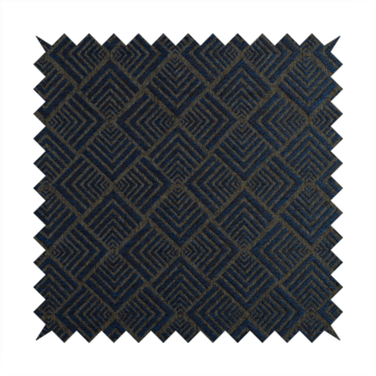 Bahija Geometric Uniformed Pattern Blue Brown Colour Upholstery Fabric CTR-2477