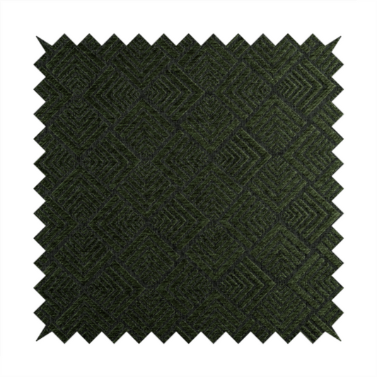 Bahija Geometric Uniformed Pattern Black Green Colour Upholstery Fabric CTR-2478
